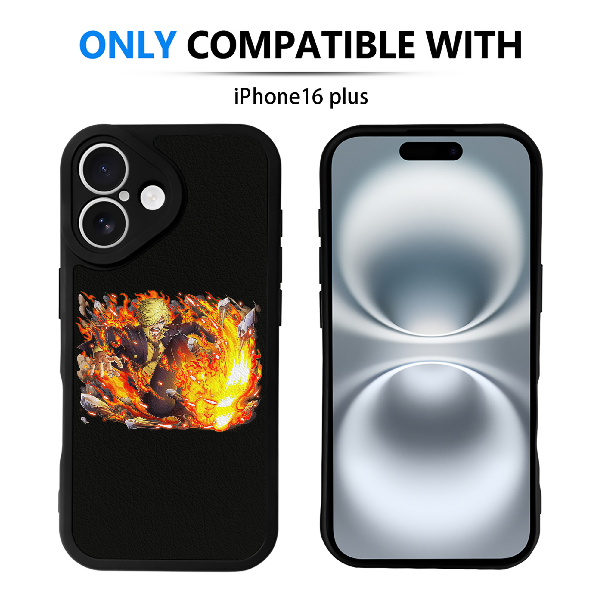 （画像用） ワンピース サンジ ONE PIECE Sanji 【iPhone 16シリーズ対応】シリコンスマホケース（レザー調） 材質：シリコン